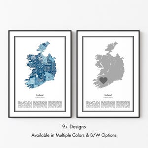 Ireland Map Poster, Minimalist Wall Art Print in Black & White or Color, Modern Travel Map Home Decor Gift
