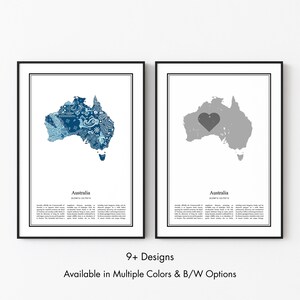 Australia Map Poster, Australia Wall Art Print, Australia Travel Map Poster, Australia Home Decor Gift