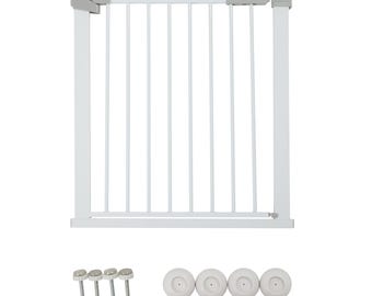 Barrière de sécurité de porte 76 - 83 cm blanche avec protections de cadre de porte | Protection des escaliers pour enfants | Barrière de sécurité pour bébé | Barrière de sécurité sans perçage