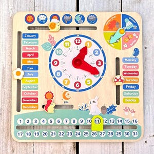 Kalenderklok "Mijn Kalender" Engels | Kalender voor kinderen | Kinderklok met kalender | De seizoenen leren | De tijd leren | kinderhorloge