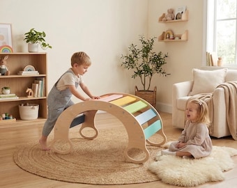 Dondolo in legno per arrampicata | Arco per arrampicata | Arco per arrampicata in legno | Dondolo per bambini | Altalena con seduta | Dondolo Montessori