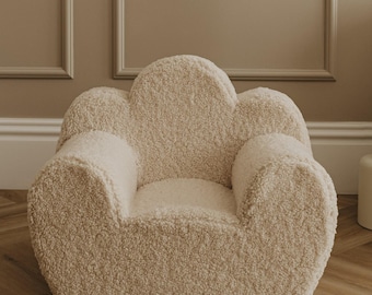 Children&#39;s armchair made of teddy fur in a cloud look | Beige children&#39;s armchair made of teddy fur | Cozy armchair for children