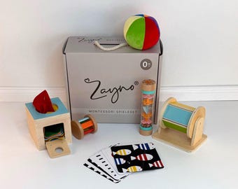 Montessori play set for babies 0-6 months | Play box for babies | Gift for birth | Games for babies | Gift for baby | Baby games