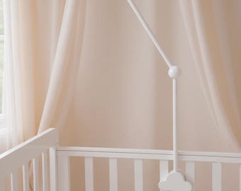 Mobilehalterung Wolke Weiß aus Holz | Babymobilearm | Halterung Babymobile | Babymobilehalterung | Mobilearm | Holzbefestigung für Mobile