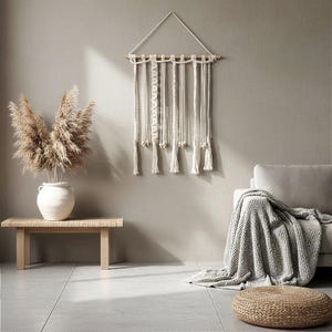 Arazzo da parete in macramè in stile boho | Arazzo da parete in cotone annodato a mano | Decorazione murale naturale per il soggiorno | Decorazione per la cameretta dei bambini
