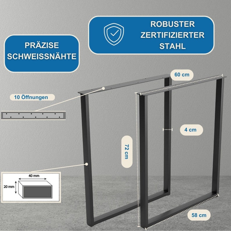 Set Tischbeine Tischkufen für Schreibtischtisch Esstischtisch schwarz Bild 5