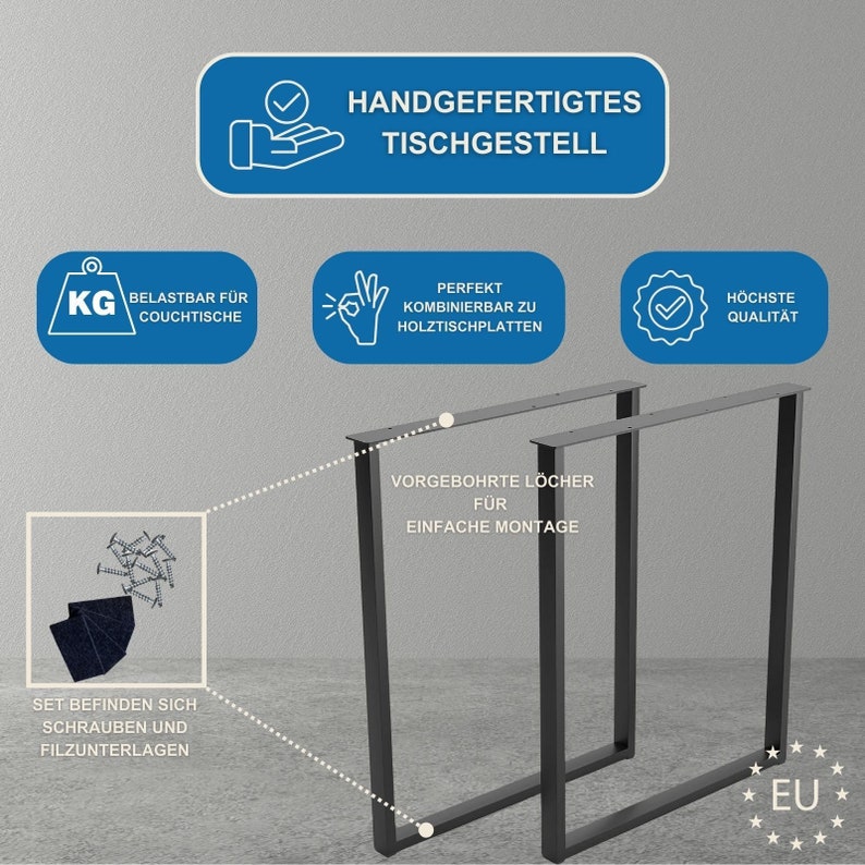 Set Tischbeine Tischkufen für Schreibtischtisch Esstischtisch schwarz Bild 7