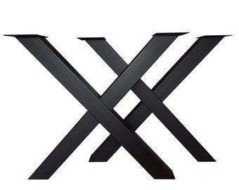 Juego de patas de mesa en forma de X, base industrial para mesa de comedor, 72 cm de alto, negro