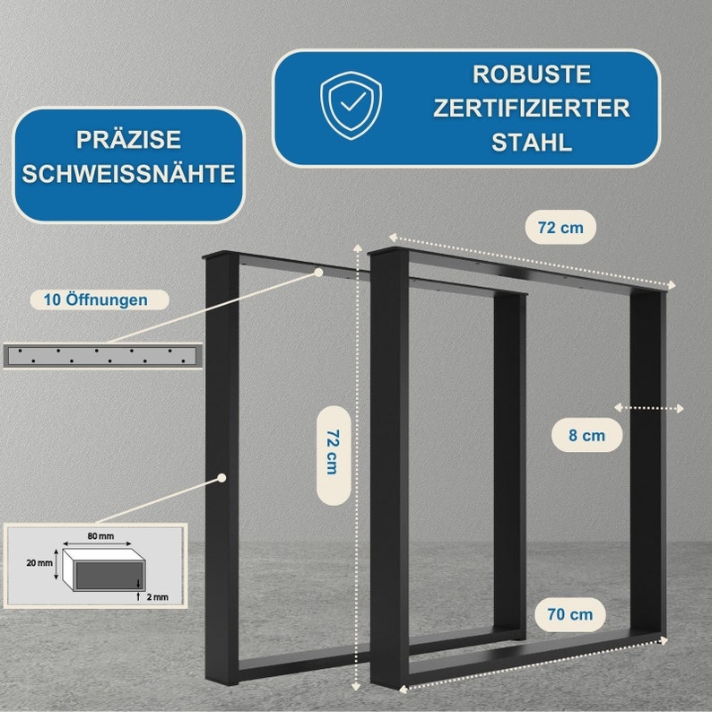 Set Tischbeine Tischkufen für Schreibtischtisch Esstischtisch schwarz Bild 6