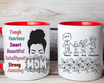 Tazza da caffè personalizzata per mamma Tazza in ceramica Festa della mamma Tazza da caffè personalizzata Mamma con tazza con nome per bambini Regalo per la festa della mamma per la mamma Regalo per la moglie.