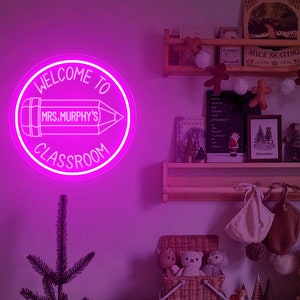 Teacher Name Neon Sign For Classroom| Teacher Name Sign| Classroom Decor | Teacher Welcome Sign | Door LED Hanger| Free Battery Upgrade!