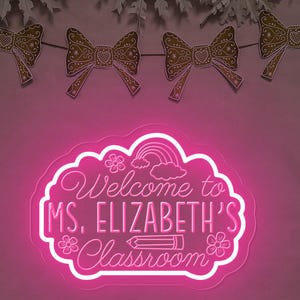Teacher Name Neon Sign For Classroom| Teacher Name Sign| Classroom Decor | Teacher Welcome Sign | Door LED Hanger| Teacher Welcome Sign
