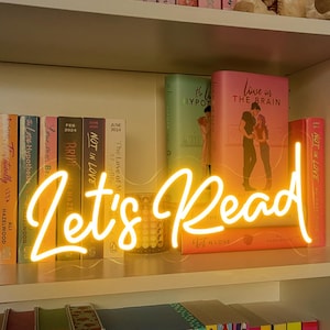 Let‘s Read Neon Sign, Bookworm Gift, Book Lover Gift, Reading Room Decor, Library Neon Sign, Bedroom Wall Hanging LED, Bookshelf Decor