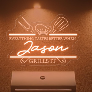 Personalized Barbecue Wall Sign, Custom Outdoor Grill Sign, Barbecue Sign for Outdoor, Large BBQ Sign,Backyard Bar Grill Party, Gift for dad