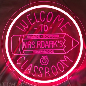 Teacher Name Neon Sign For Classroom| Teacher Name Sign| Personalized Classroom Decor| Teacher Welcome Sign| Door LED Hanger| Teacher Gift