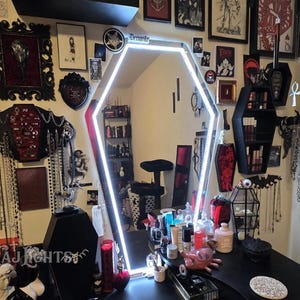 Coffin Mirror Neon Sign: Goth Decor, Gothic Decor, Dark Art Sign, Halloween Party Wall Art