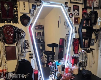 Coffin Mirror Neon Sign: Gothic Halloween Wall Decor
