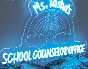 Custom School Counselor Office Neon Sign: Rainbow Classroom Decor