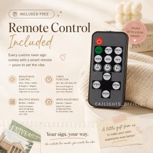 May include: A black rectangular remote control for neon signs featuring a red power button, a green light button, brightness adjustment buttons labeled 25%, 50%, 100%, timer buttons for 2H, 4H, 8H, and speed and mode control buttons with plus and minus signs.
