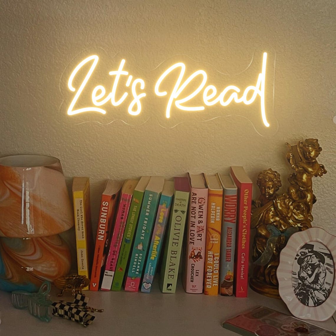Let's Read Neon Sign: Bookworm LED Bedroom Decor - Etsy