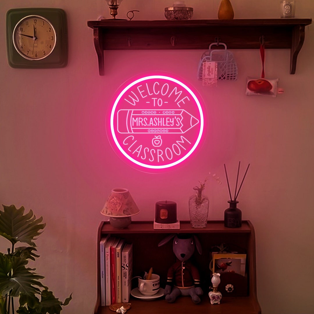 Teacher Name Neon Sign for Classroom| Teacher Name Sign| Personalized ...