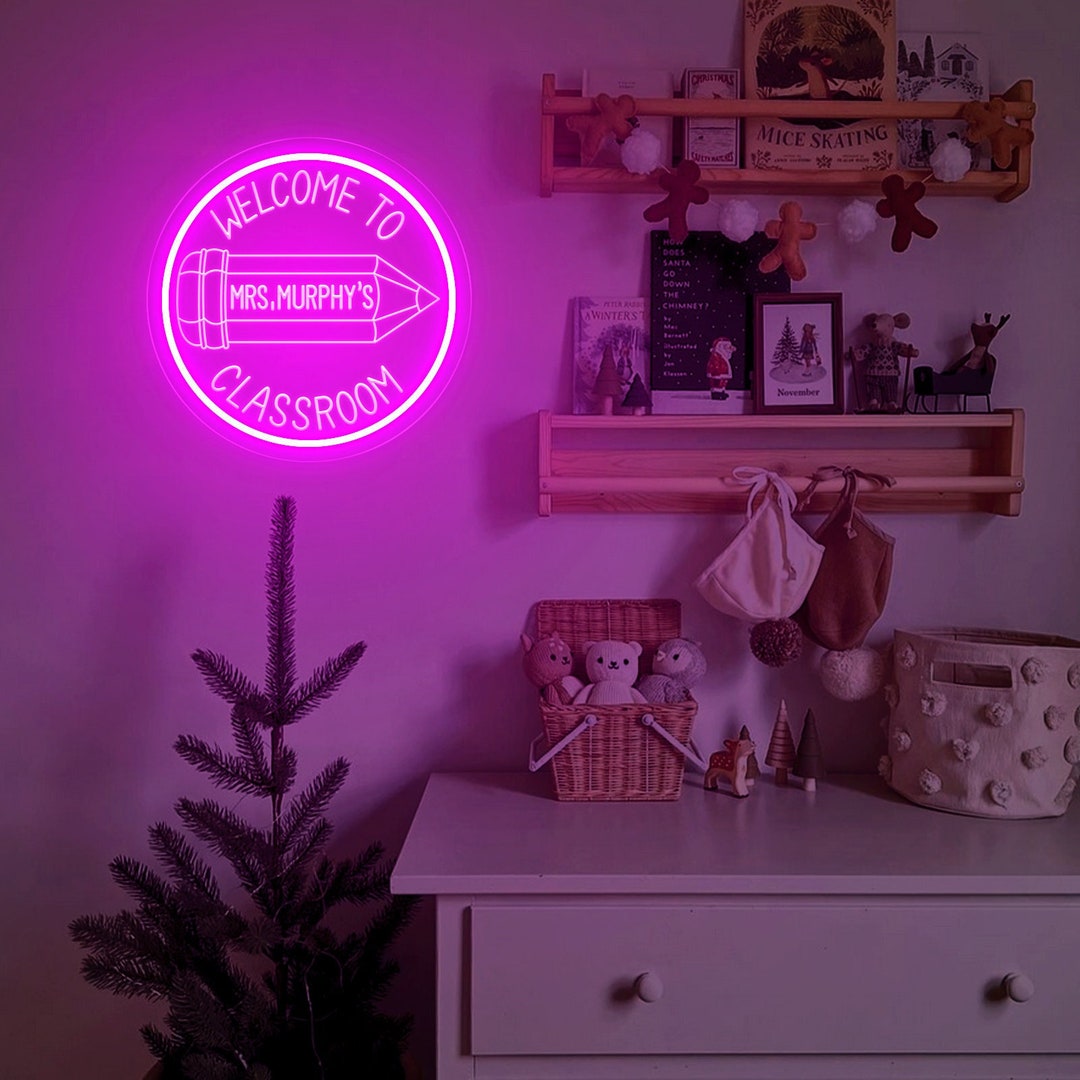 Teacher Name Neon Sign for Classroom| Teacher Name Sign| Classroom ...