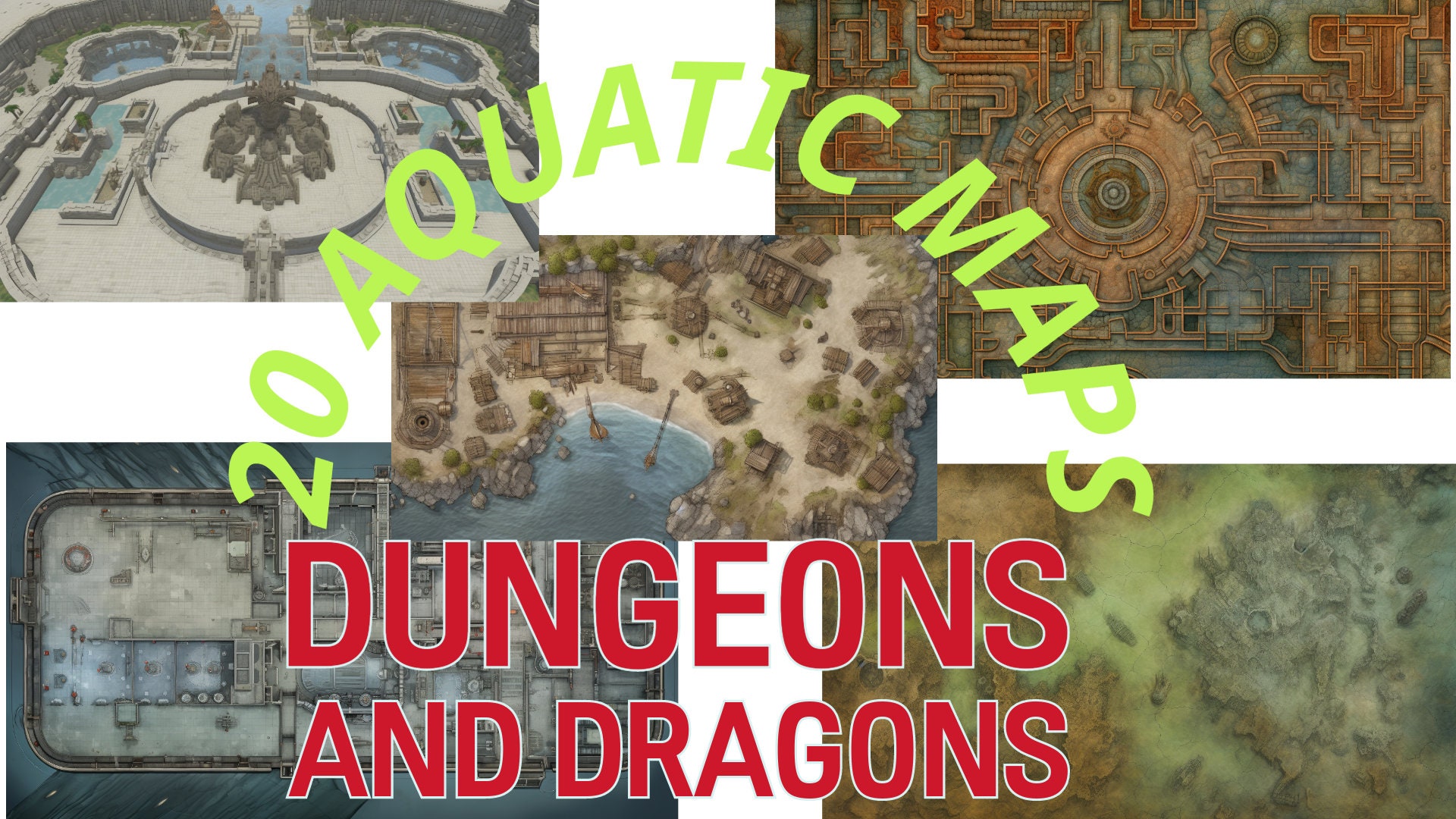 Dnd Aquatic Maps Pack 20 MAPS. Perfect for Dungeons and Dragons