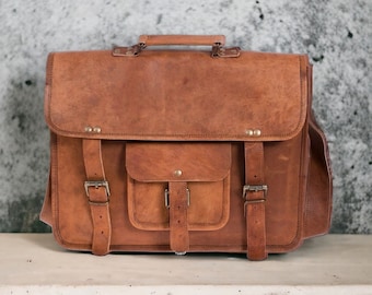 Men's Leather Laptop Bag, Personalized Leather Messenger Bag, Crossbody Laptop Bag, Satchel Distressed Bag, Laptop Bag, Best Gift for Him