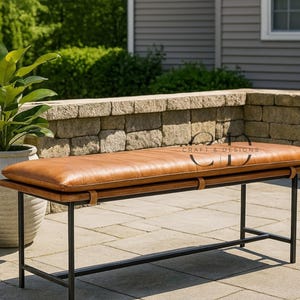 Hand-Stitched Full-Grain Leather Cushion with Foam Insert: Custom Size Bench Pad & Chair Slipcover