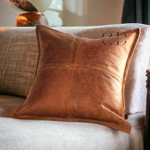 Custom Leather Cushion Cover – Genuine Leather Pillow – Rustic, Modern, Farmhouse & Boho Decor