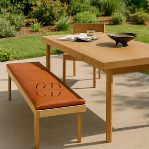 Custom Leather Bench Cushion Cover: Handmade Full-Grain Buffalo Leather