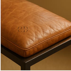 Custom Leather Bench Cushion Cover • Genuine Full-Grain Seat Pad • Made-to-Measure Window/Entryway/Chair Cushion • Brown