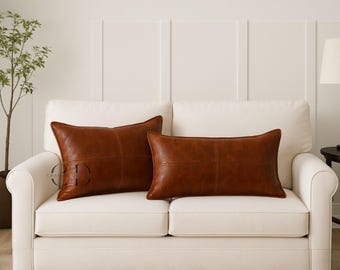 Fodera per cuscino in pelle di lusso – Cuscino rustico fatto a mano – Stile d'arredo rustico, bohémien e moderno