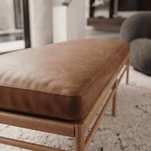 Handmade Buffalo Leather Cushion: Custom Size Seat Pad, Premium Seating