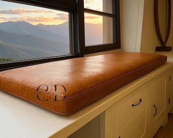Custom Leather Bench Cushion Cover, Personalized Size & Color