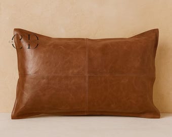 Fodera per cuscino in pelle – Cuscino fatto a mano in pelle pieno fiore – Arredamento rustico, country e moderno