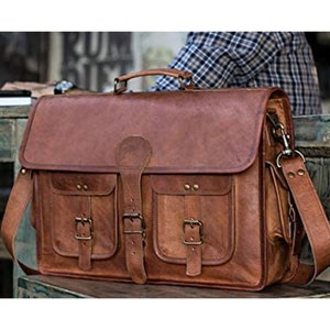 Premium Leather Laptop Bag, Personalized Leather Messenger Bag, Crossbody Laptop Bag, Satchel Distressed Bag, Laptop Bag, Best Gift for Him image 7