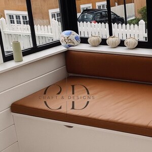 Custom Leather Bench Cushion: Handcrafted Full-Grain Seat Pad, Any Size