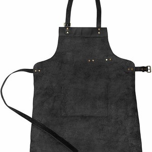 Leather apron for men Personalized apron blacksmith apron black leather woodworking apron with pockets strap apron Valentines gift for him image 2