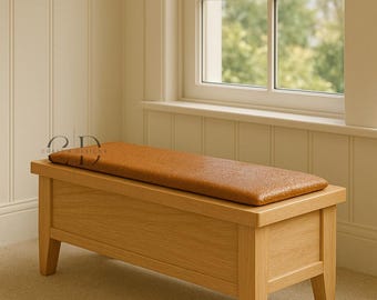 Custom Leather Bench Cushion – Full-Grain Buffalo, Made-to-Measure Seat Cover – 6 Colors
