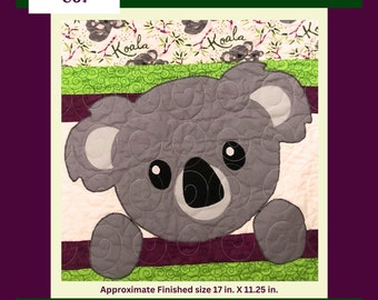 Koala applique PDF, quilt applique pattern, baby quilt pattern, kids quilt pattern, gender neutral baby quilt, fusible applique
