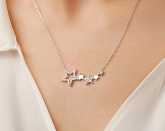 Collar con colgante de estrella de plata de ley - Joyería celestial de circón hecha a mano