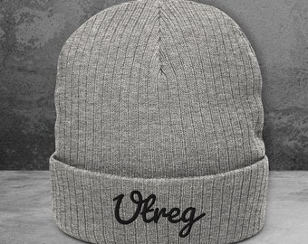Gray Utreg Hat | Gray Utreg Beanie | Gray Ribbed knitted Utreg hat