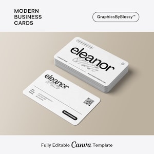 Moderne Visitenkarte Canva bearbeitbare Vorlage | Elegantes Kartendesign für kleine Unternehmen | Persönliche Ästhetische Weiß | Einfacher Kontakt | Druckbar