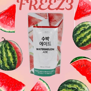 Bebida coreana en bolsa / Bebida asiática / Bebida coreana / Bebida en bolsa / Bebida coreana / Watermelon