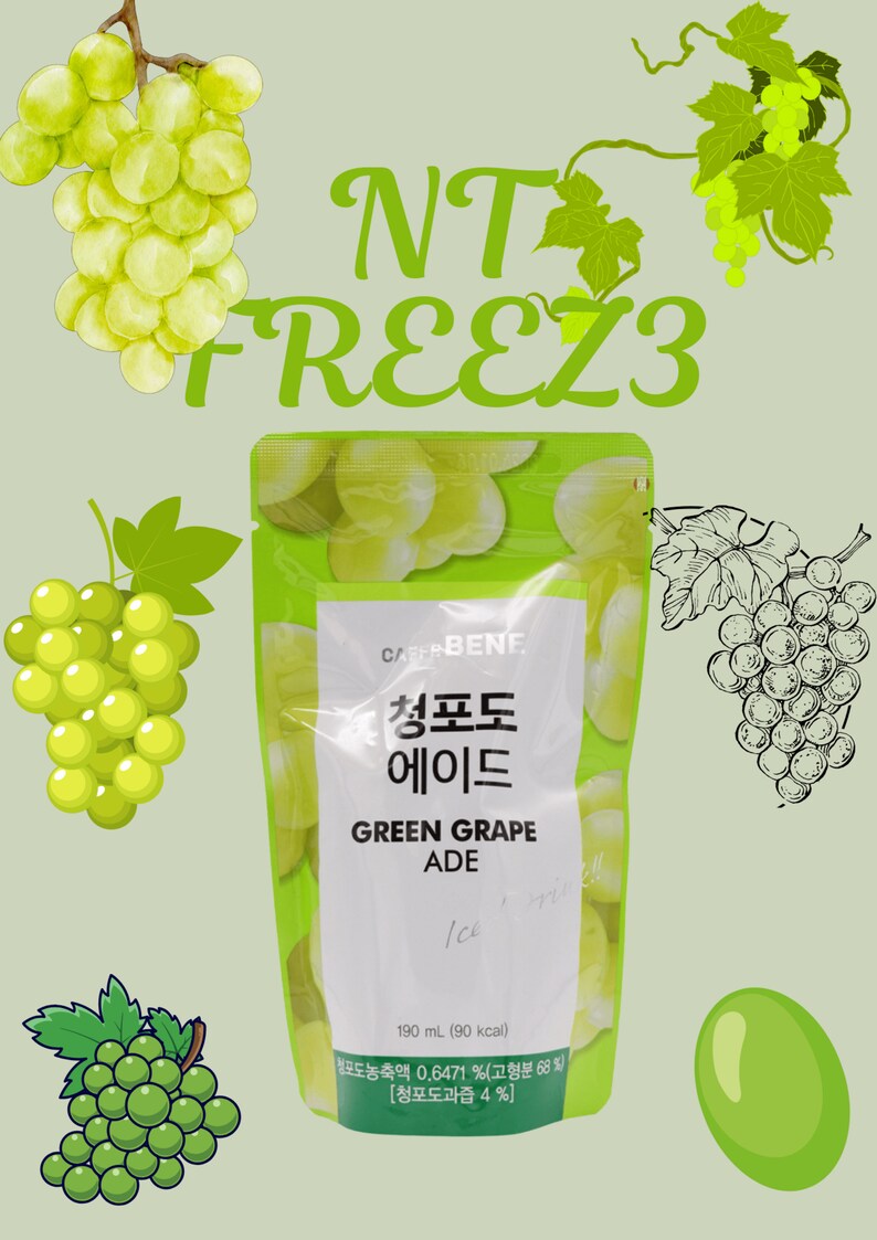 Bebida coreana en bolsa / Bebida asiática / Bebida coreana / Bebida en bolsa / Bebida coreana / Green grape