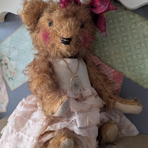 Urso de pelúcia mohair feito à mão: olhos de vidro totalmente articulados, com aroma de baunilha