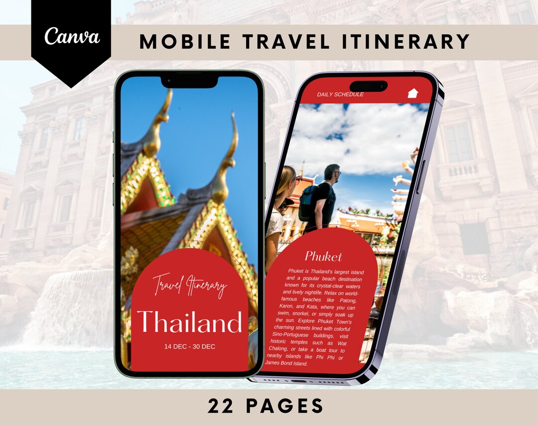 Travel Itinerary Template Mobile Itinerary Travel Schedule Trip ...