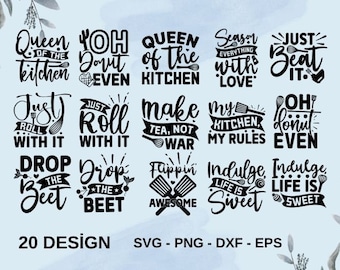 Funny Kitchen SVG Bundle, Cooking Quotes, Farmhouse Sign Designs (Digital Download)