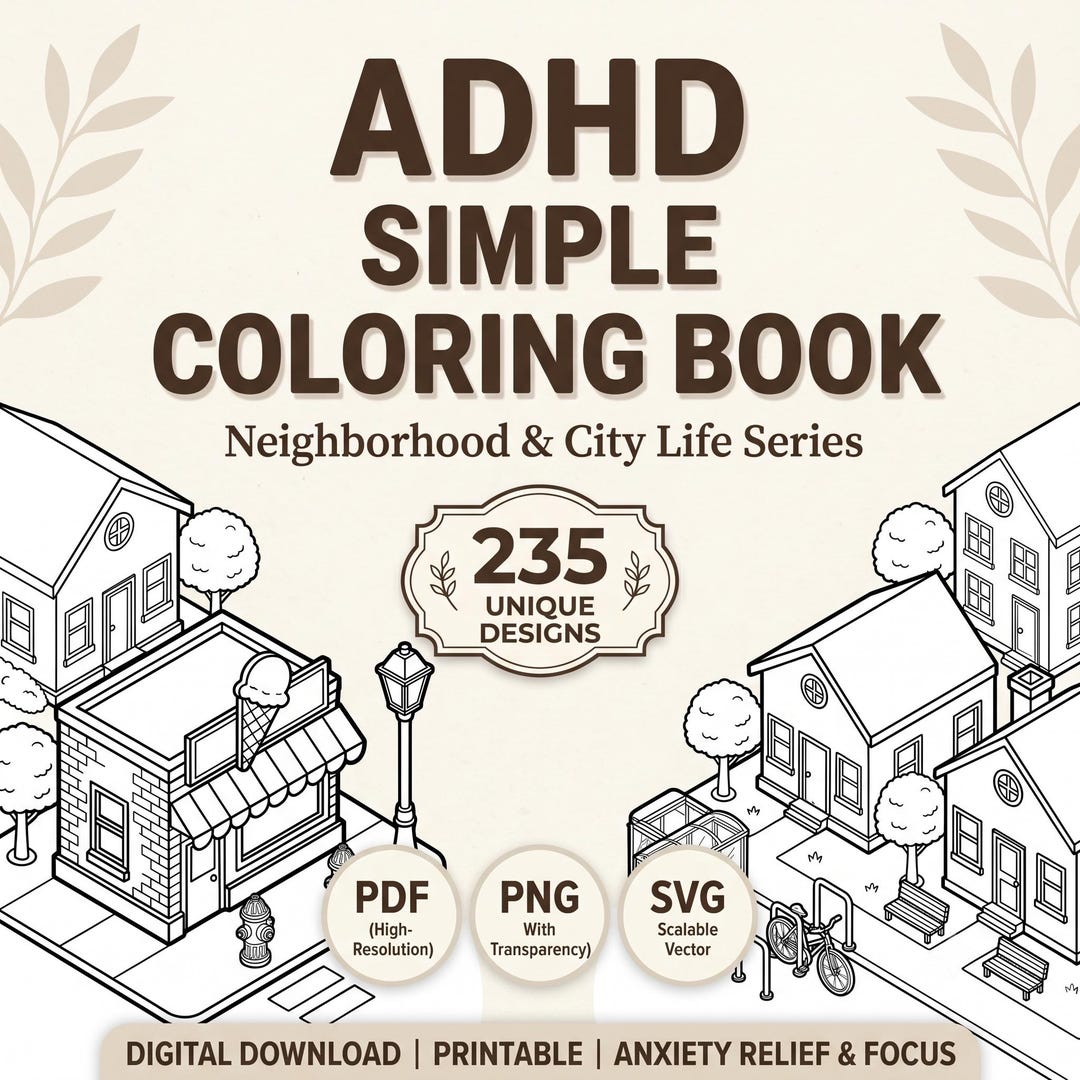 ADHD Coloring Book Calming City Life Pages for Kids and Adults - Etsy